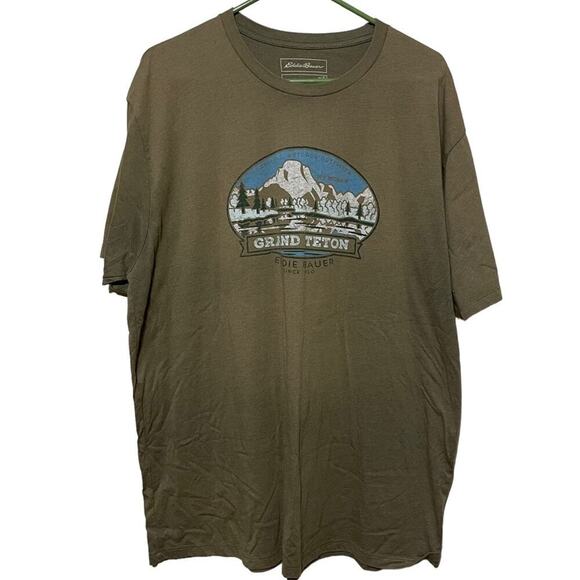 Men's Eddie Bauer Grand Teton Olive Green T-Shirt - Picture 1 of 7